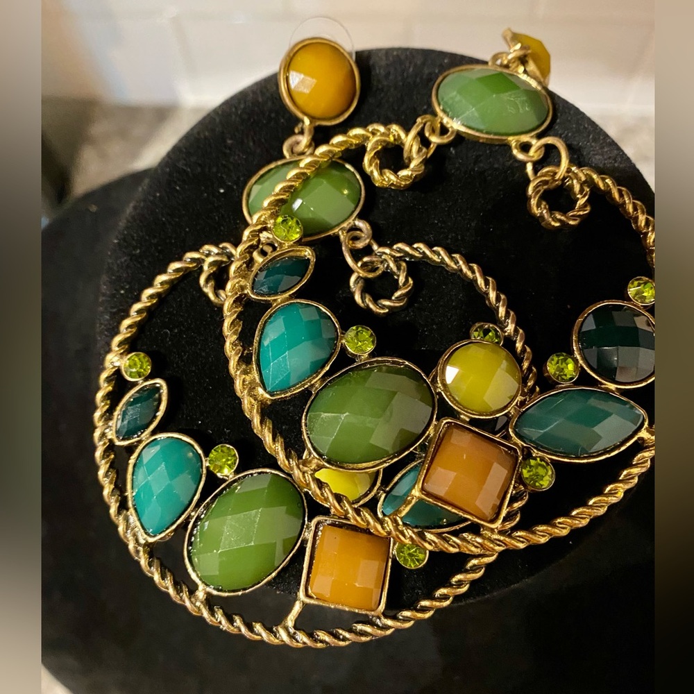 Large Multi-Colored Dangle Hoops. - image 1